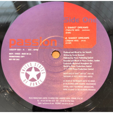 Passion - Sweet Dreams (Twilite Mix / Urban Mix / Da Passion Mix / Ron B Mix) 12" Vinyl Record