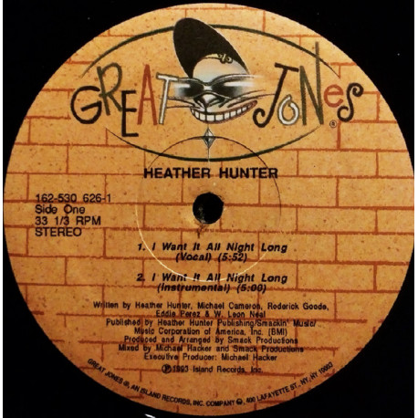 Heather Hunter - I Want It All Night Long (Vocal / Instrumental / The Mix) 12" Vinyl Record