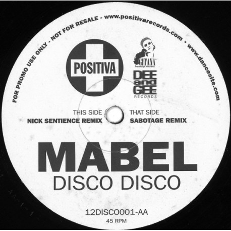 Mabel - Disco Disco (Nick Sentience Remix / Sabotage Remix) 12" Vinyl Record Promo