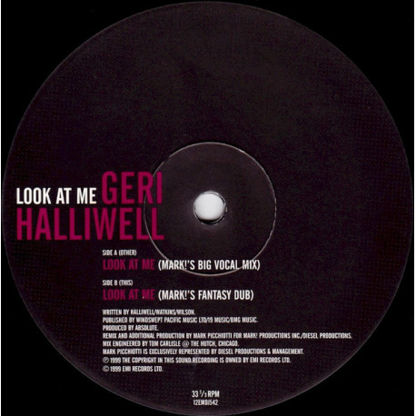 Geri Halliwell - Look At Me (Marks Big Vocal Mix / Marks Fantasy Dub) 12" Vinyl Record Promo