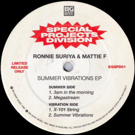 Ronnie Suriya & Mattie F - 3am In The Morning / Megastream / X 101 String (Summer Vibrations EP) 12" Vinyl