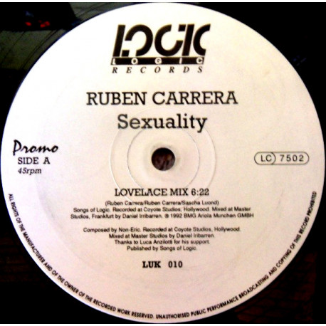 Ruben Carrera - Sexuality (Lovelace Mix / Slam Horny Dub / Soma Dub) 12" Vinyl Record