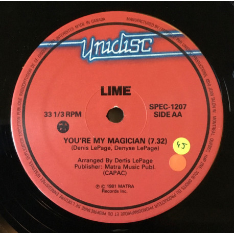 Lime - Youre My Magician (Extended) / Babe Were Gonna Love Tonight (Extended) 12" Vinyl