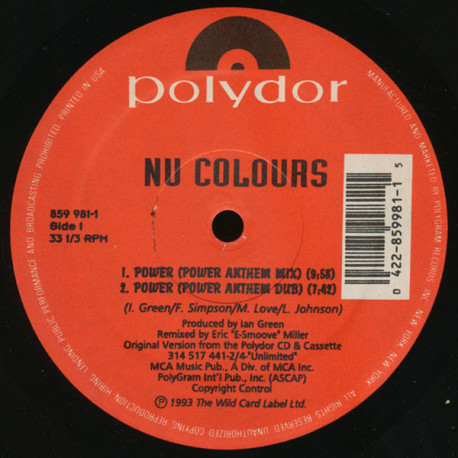 Nu Colours - Power (3 E Smoove Mixes / Low End Remix) 12" Vinyl Record