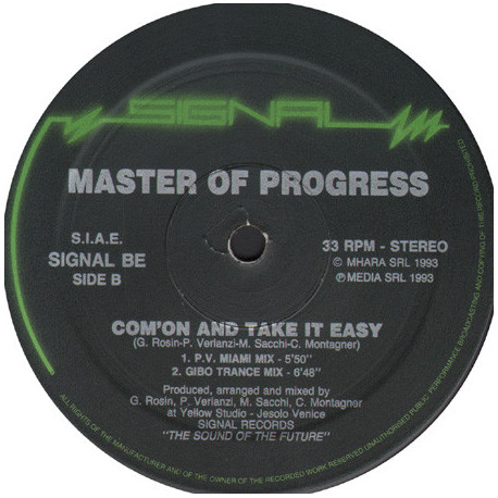 Master Of Progress - CMon And Take It Easy (Club Mix / Dub / PV Miami Mix / Gibo Trance Mix) 12" Vinyl