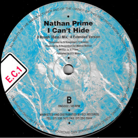 Nathan Prime - I Cant Hide (Extended / Radio / Instrumental / Rough Bass Mix) Vinyl 12"