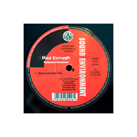 Had Enough - Rebound (Club Remix / Dub / D&D Remix) 12" Vinyl Record