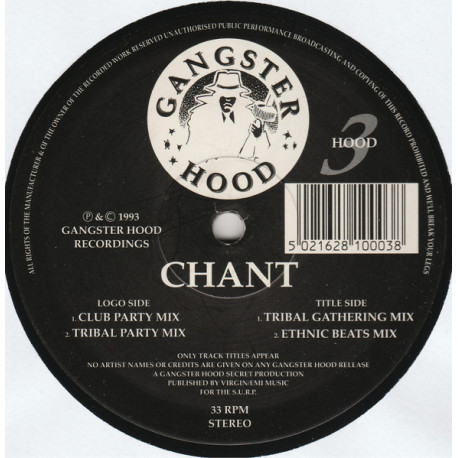Gangster Hood – Chant (Club Party / Tribal Party / Tribal Gathering / Ethnic Beats) 12" Vinyl
