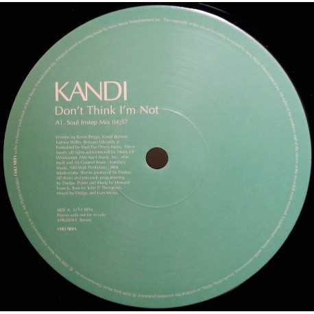 Kandi - Don't think I'm not (Soul Inside Mix /  Audio Cooks Mix) 12" Vinyl Promo