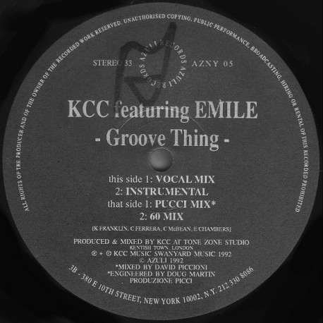 KCC Featuring Emile - Groove Thing (Vocal Mix / Instrumental / Pucci Mix / 60 Mix) 12" Vinyl