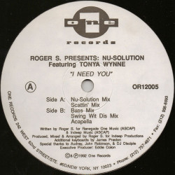 Nu Solution Feat Tonya Wynne - I Need You (Nu Solution Mix / Scattin Mix / Bass Mix / Swing Wit Dis Mix / Acapella)