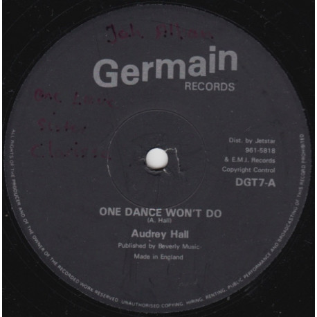 Audrey Hall - One Dance Wont Do / Eight Little Notes (12" Reggae Vinyl)