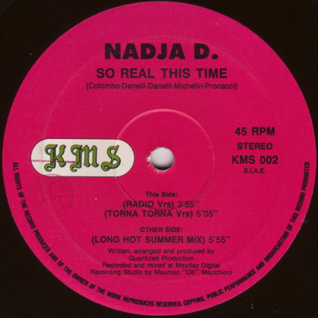 Nadja D - So Real This Time (Long Hot Summer Mix / Radio Version / Torna Torna Version) 12" Vinyl