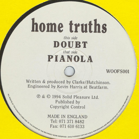 Home Truths - Doubt / Pianola (12" Vinyl Record)