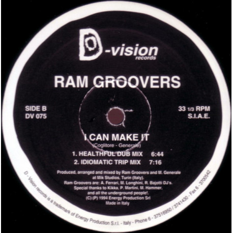 Ram Grooves - I Can make It (Idiomatic Club Mix / Dub Mix / Trip Mix) 12" Vinyl Record