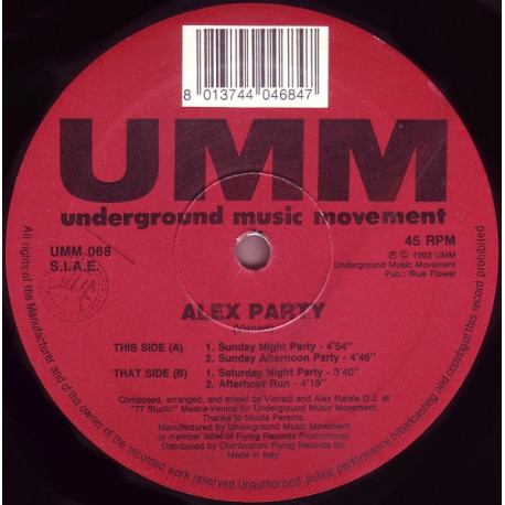 Alex Party - Alex Party (Sunday Night Party / Sunday Afternoon Party / Saturday Night party / Afterhour Run)