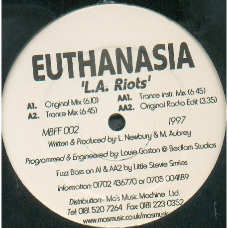 Euthanasia - L.A. Roits (Original Mix / Trance Mix / Trance Inst / Radio Edit) 12" Vinyl Record