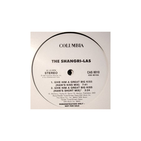 Shangri-Las - Give Him A Great Big Kiss (4 Hani Mixes) 12" Vinyl Promo From The Film Stonewall