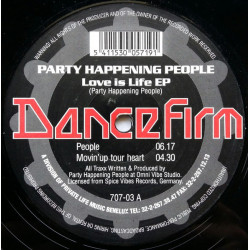Party Happening People - Love Is Life EP (Blue Eyes / People / Movin Up Tour Heart) 12" Vinyl
