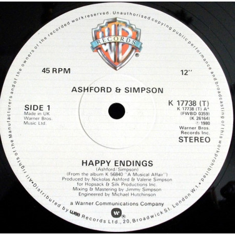Ashford & Simpson - Happy Endings / Get Out Your Handkerchief (12" Vinyl Record)