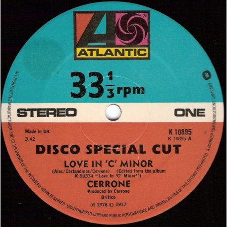 Cerrone - Love In C Minor (Edit) / Black Is Black (Edit) 12" Vinyl Record