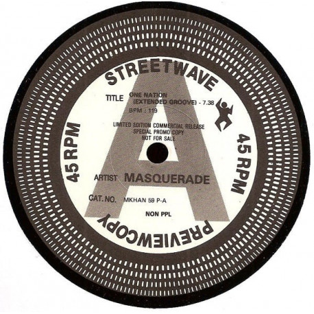 Masquerade - One Nation (Extended Groove / Street Mix / Horny Alternative) 12" Vinyl Promo