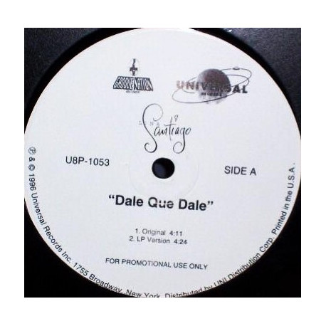 Santiago - Dale Que Dale (Original / LP Mix) 12" Vinyl Promo