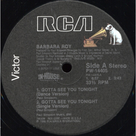 Barbara Roy - Gotta See You Tonight (Paul Simpson Club Mix / Dub Mix / Single Version) 12" Vinyl Record SEALED
