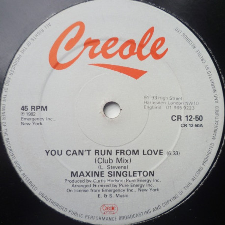 Maxine Singleton - You Cant Run From Love (Extended Mix / Club Mix) 12" Vinyl Record
