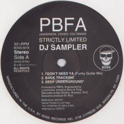PBFA - Sampler Feat I Dont Need Ya (Funky Guitar Mix) / Back Tracking / Deep Underground / Real Love / Fall Down / TripleXposure