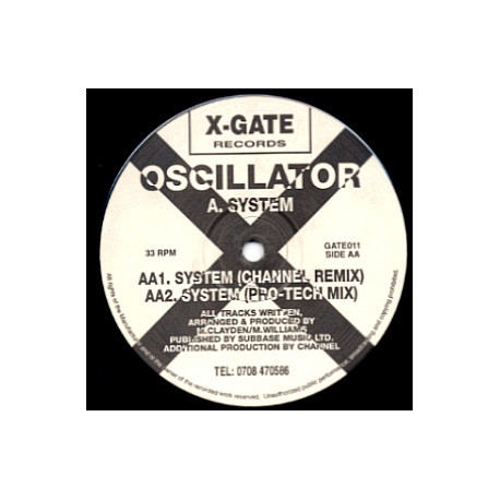 Oscillator - System (Original Mix / Channel Remix / Pro Tech Remix) 12" Vinyl Record