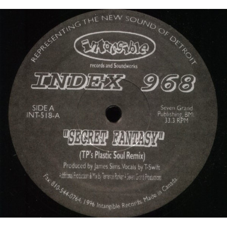 Index 968 - Secret Fantasy (TPs Plastic Soul Remix / Original Mix) 12" Vinyl