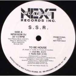 S.S.R - To Be House (Club Mix / Edit / Dub / To Be Piano / Instrumental) 12" Vinyl Record