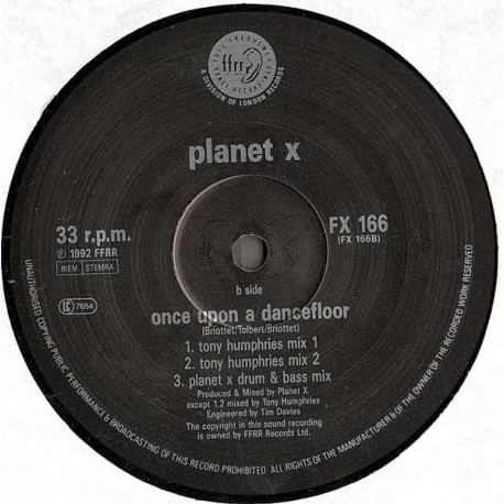 Planet X - Once Upon A Dancefloor (Vocal Mix / Dub / Tony Humphries Mix 1 / T H Mix 2 / Planet X Drum & Bass Mix)