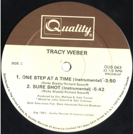 Tracy Weber - One Step At A Time (Vocal / Instrumental) / Sure Shot (Instrumental) 12" Vinyl Record