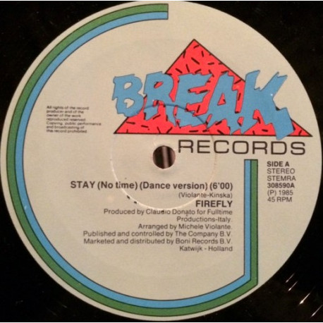Firefly - Stay (Dance Version / Intrumental) / Feel Allright (12" Vinyl Record)