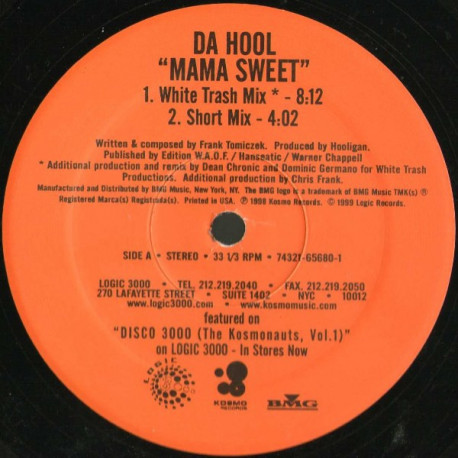 Da Hool - Mama Sweet (White Trash Mix / Short Mix / Vission Freaks It / Mitsubishi Effect Mix) 12" Vinyl