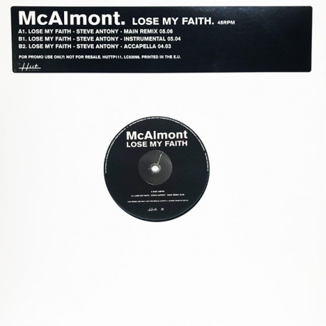 McAlmont - Lose My Faith (Steve Anthony Mixes) Main Remix / Instrumental / Acappella (12" Vinyl Promo)