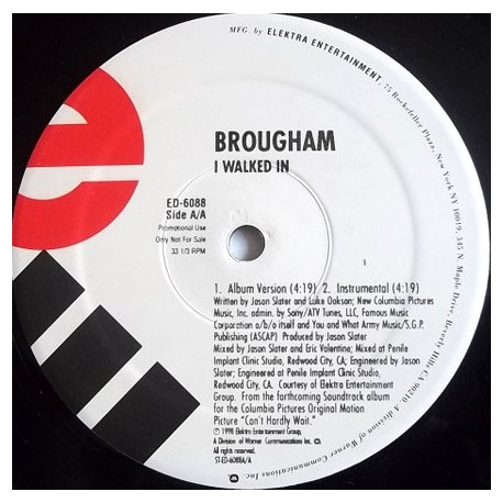 Brougham - I Walked In (LP Version / Instrumental) US 12" Vinyl Promo