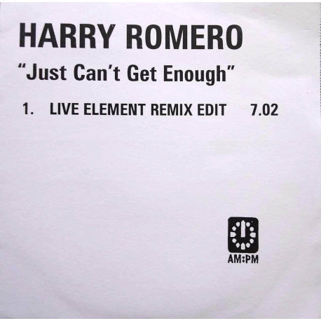 (CD) Harry Romero - Just can't get enough (Live Element Remix Edit) Promo