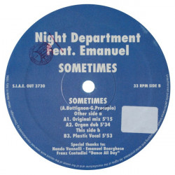 Night Department Feat Emanuel - Sometimes (Original Mix / Organ Dub / Plastic Vocal) 2 x 12" Vinyl