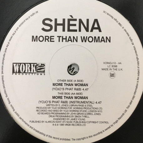 Shena - More Than Woman (Yojos Phat R&B Mix / Instrumental) 10 Inch Vinyl Promo
