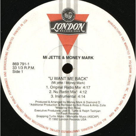 Mi Jette & Money Mark - U Want Me Back (Nu Club Mix / Nu Dubstramental / Radio Mix / Nu Radio Mix / Instrumental)