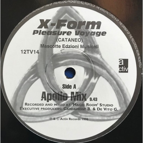 X Form - Pleasure Voyage (Apollo Mix / Apollo 8 UK Remix / Orbit 1 Mix) 12" Vinyl Record