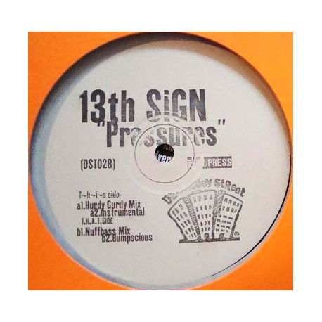 13th Sign - Pressures (Nuff Bass Mix / Bumpsious / Hurdy Gurdy Mix / Instrumental) 12" Vinyl Promo