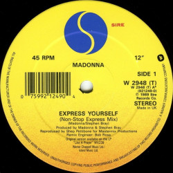 Madonna - Express Yourself (Non Stop Express Mix / Stop & Go Dubs) 12" Vinyl Record