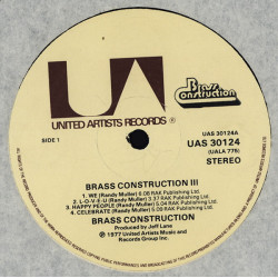 Brass Construction - III LP (NO ORIGINAL COVER) 8 Tracks Inc Get It Together / Wake Up / Happy People / Celebrate / We