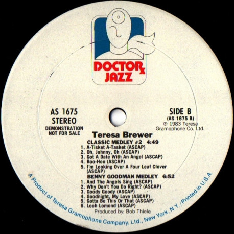 Teresa Brewer - Promo LP (Benny Goodman Medley / Jimmy Dorsey Medley / Classic Medley 1 & 2  (Vinyl Promo)
