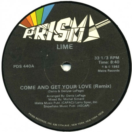 Lime - Come And Get Your Love (Extended Version / Remix) 12" Vinyl Record