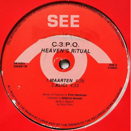 C.3.P.O - Heavens Ritual (2 Maarten Mixes / Alici / 10 Six Sex / Original Mix) 12" Vinyl Record